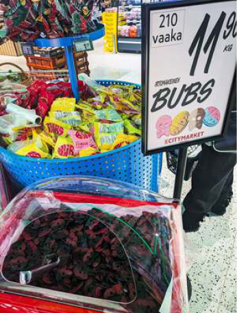 BUBS in a pick-and-mix aisle