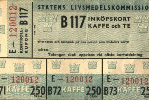 Ration card for coffee and tea, 1945